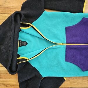 Burton Kids' Colorblock Fleece Hoodie - Teal, Black, and Purple